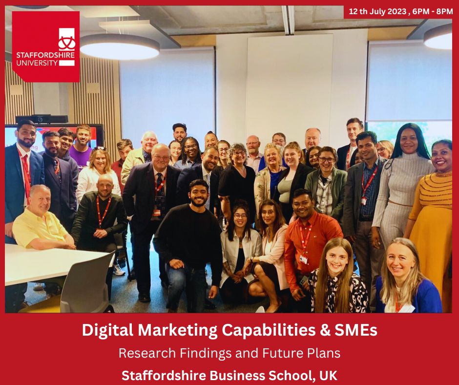 Group photograph from the Digital Marketing Capabilities and SMEs research event at Staffordshire Business School